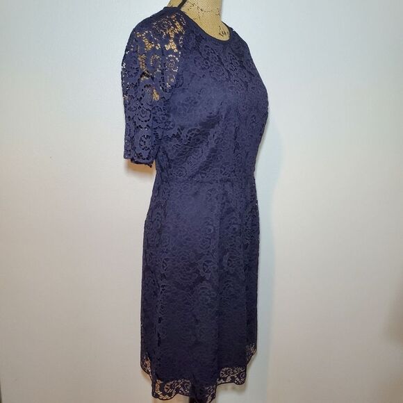 Madewell Magnolia Waisted Lace Mini Dress Navy Size 6 - Picture 5 of 12